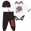 Gerber Nfl Cleveland Browns 3 Pack Bodysuit Footed Pant And Cap Registry Gift Set, Brown/White Cleveland Browns, 0-3M