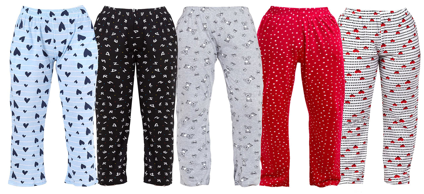 Fflirtygo Comfort Printed Girls Cotton 3/4th Pyjama, Girls Casual wear & Sleepwear for 78 Years(Pack of 5 Prints May Vary) Mult