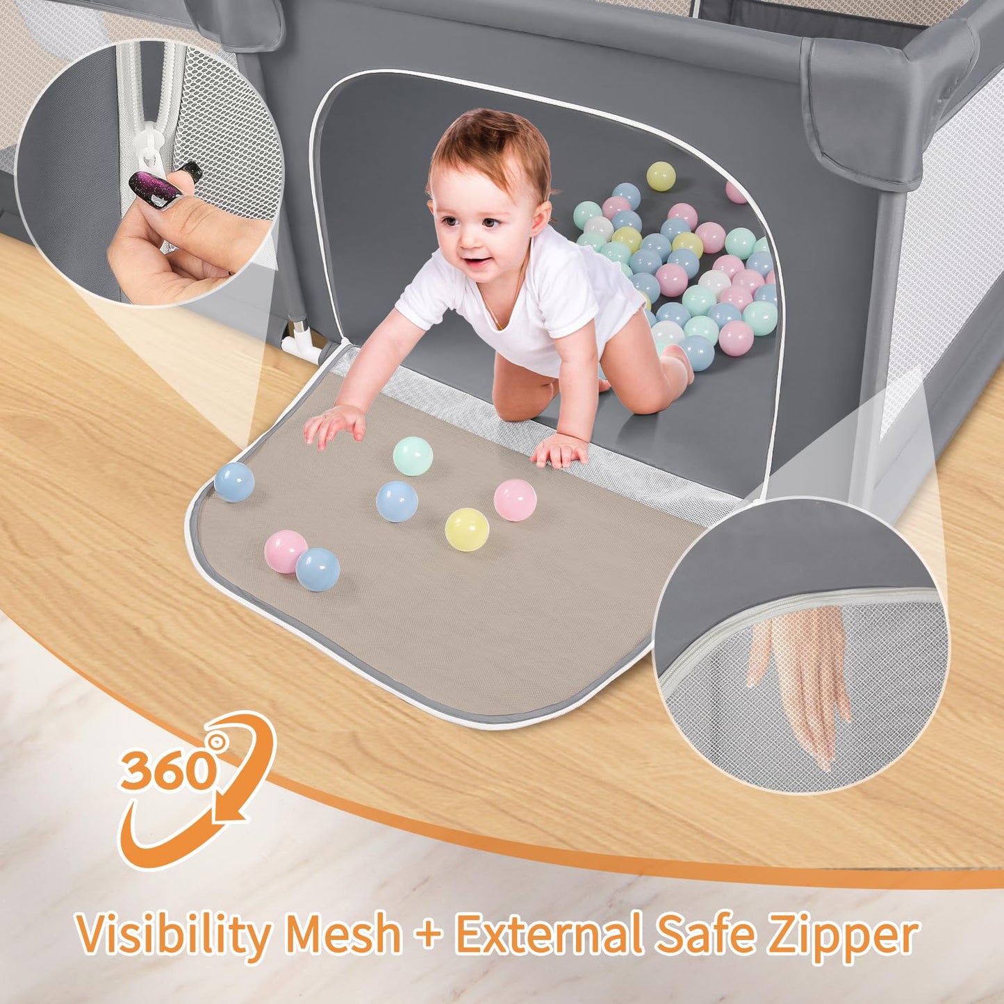 Sour Lemon Baby Playpen 79X71 Inch Extra Large Playpen For Babies And Toddlers, Baby Fence Play Pen Yard With Safety Gate Fence