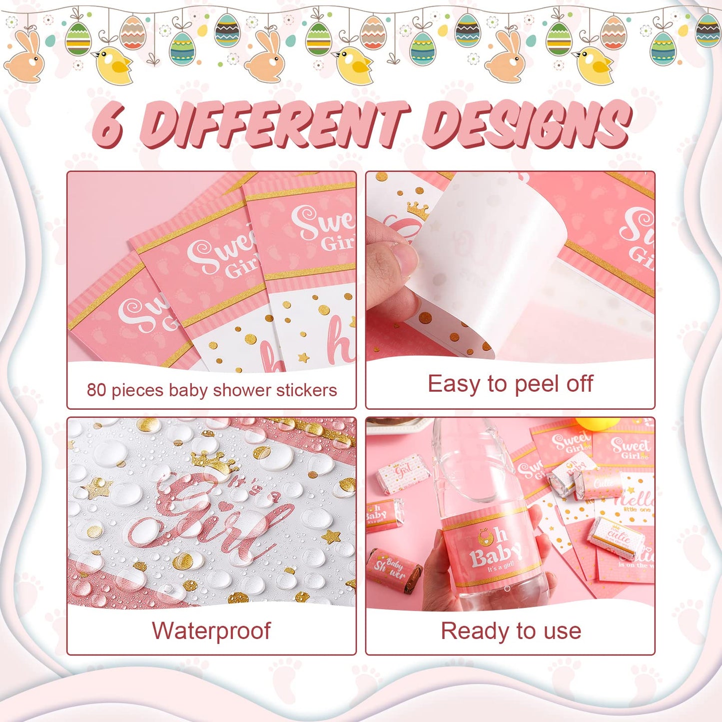 80 Pieces Baby Shower Water Bottle Labels Shower Water Bottle Stickers Wrappers Waterproof Baby Shower Labels For Baby Shower Pa