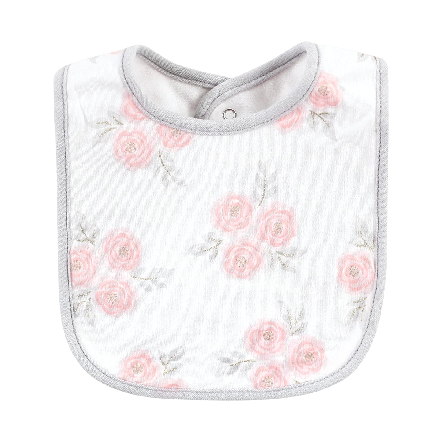 Hudson Baby Unisex Baby Cotton Bibs, Pink Gray Elephant, One Size