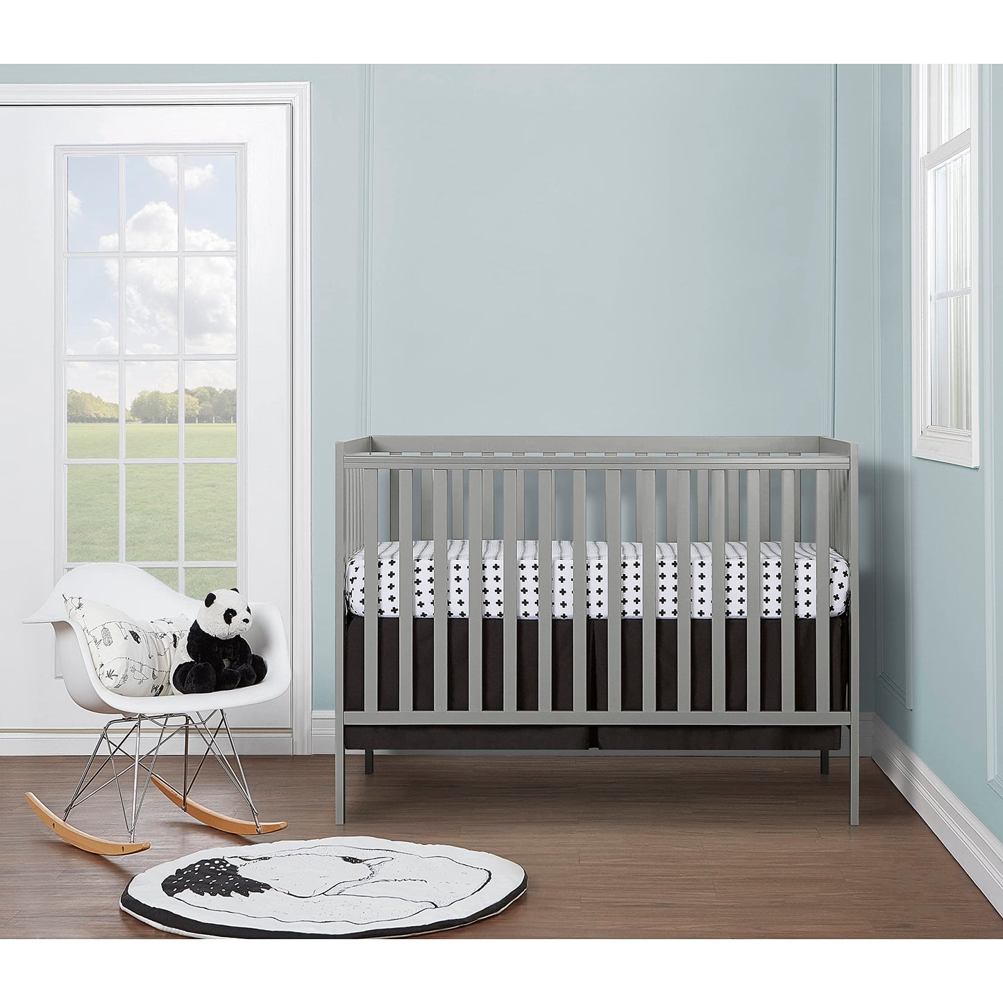 Dream On Me Synergy 5-In-1 Convertible Crib In Cool Grey, JPMA & Greenguard Gold Certified, Constructed out of solid reclaimed N