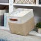 DECOMOMO 13 Inch Cube Storage Bins, Fabric Storage Cube, Basket for Kallax Shelves (Beige & White, Cube 13 - 4 Pack)
