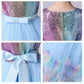 Myrisam Unicorn Costume Sequins Princess Birthday Pageant Party Halloween Carnival Long Maxi Tulle Fancy Dress Up Outfits Blue 6
