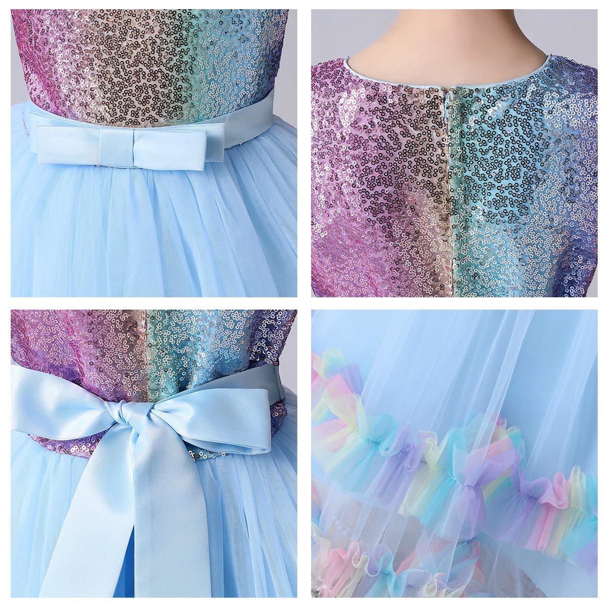 Myrisam Unicorn Costume Sequins Princess Birthday Pageant Party Halloween Carnival Long Maxi Tulle Fancy Dress Up Outfits Blue 6