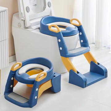 Baybee Vega 3 In 1 Western Toilet Potty Seat For Kids,Baby Potty Training Seat Chair With Splash Guard, Handle, Ladder & Cushion