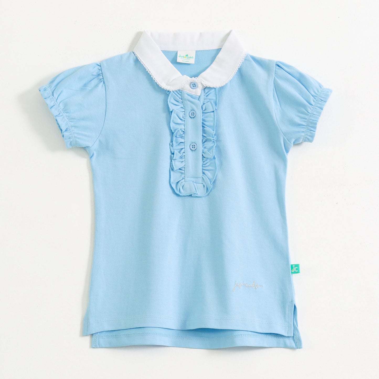 Jus Cubs Girls Jersey Toddlers Solid Polo TShirt  Blue (in, Age, 2 Years, 3 Years, Blue)