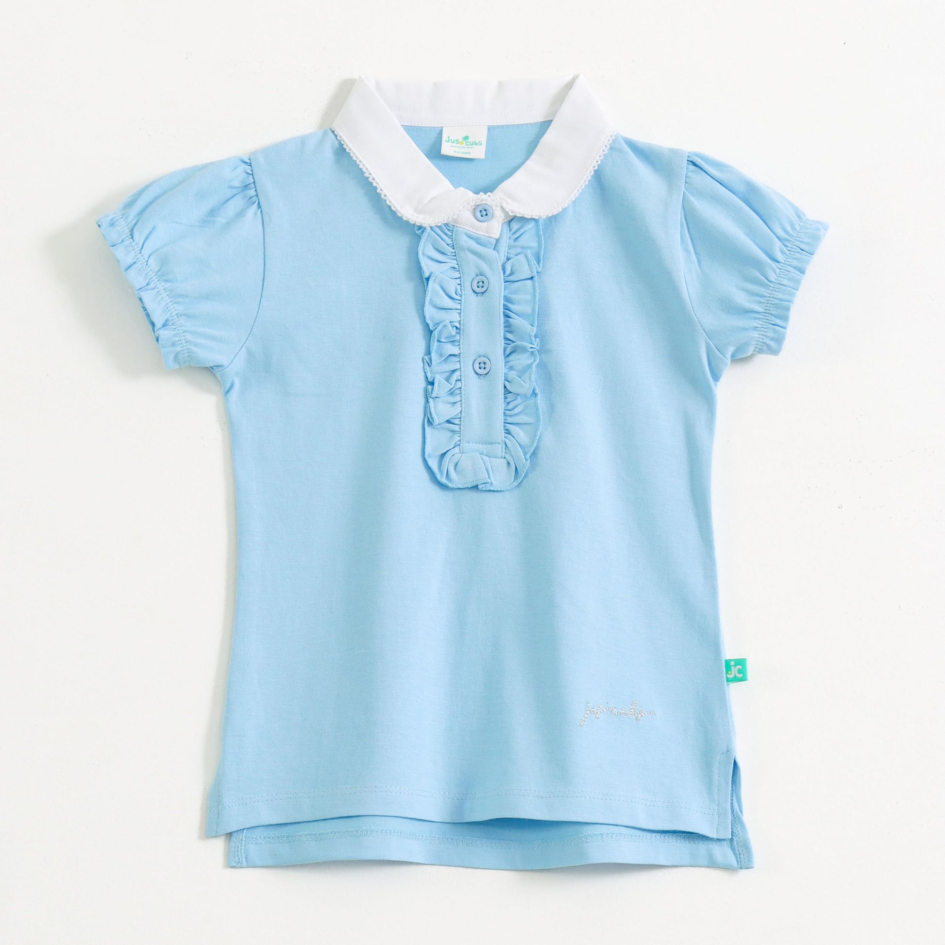 Jus Cubs Girls Jersey Toddlers Solid Polo TShirt  Blue (in, Age, 2 Years, 3 Years, Blue)