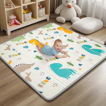 Foldable Baby Play Mat - PIGLOG 0.6inch Thick Waterproof Playpen Mat for Babies and Toddlers Kids, 50X50 Safe Foam Playmat for T