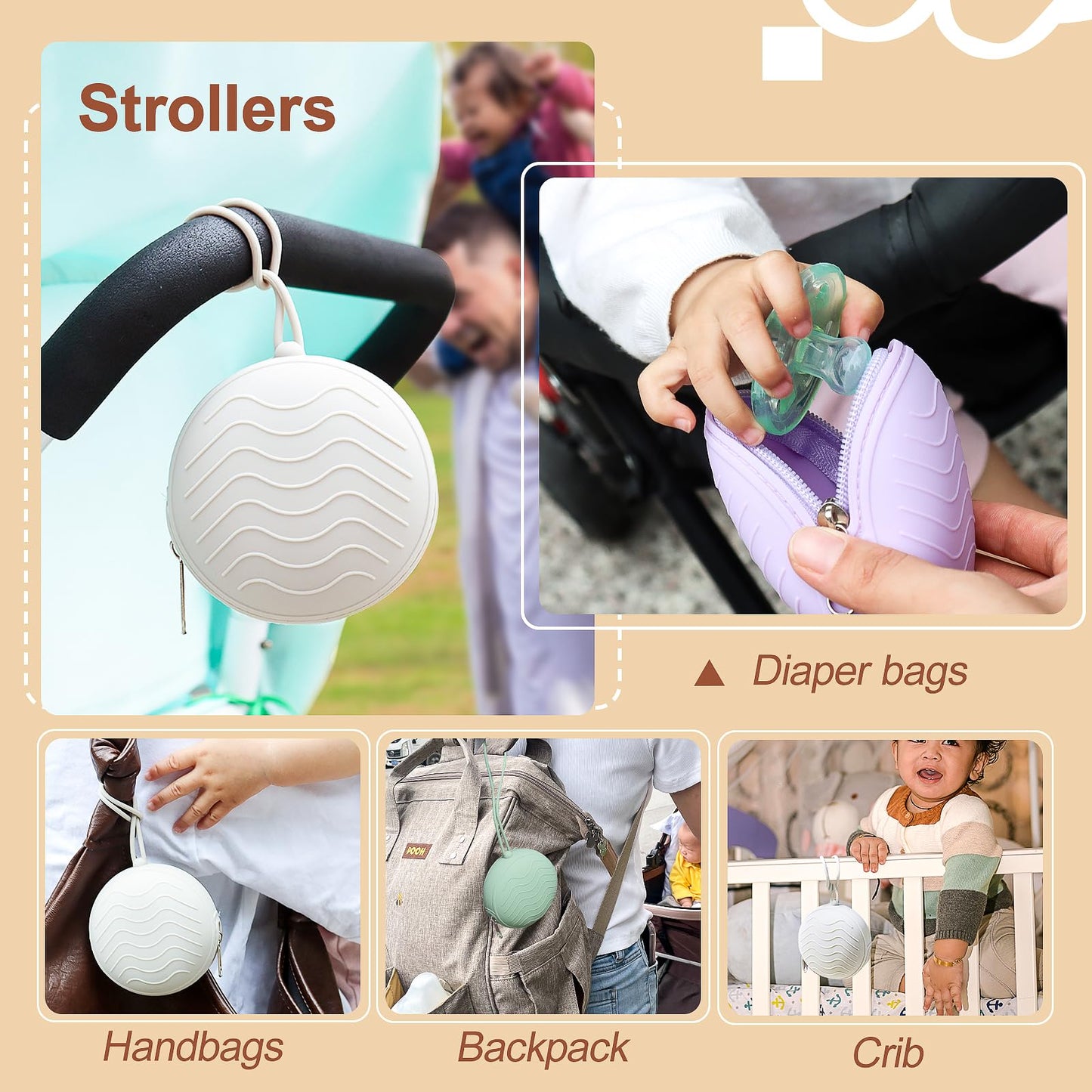 3 Pack Silicone Pacifier Holder Case, Bpa-Free Pacifier Cover Pouch For Baby, Portable Pacifier Storage Container For Diaper Bag
