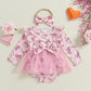 Ayalinggo Baby Girl Valentines Outfit Love Heart Valentine Romper Dress Long Sleeve Onesie Newborn Valentines Day Clothes (Pink