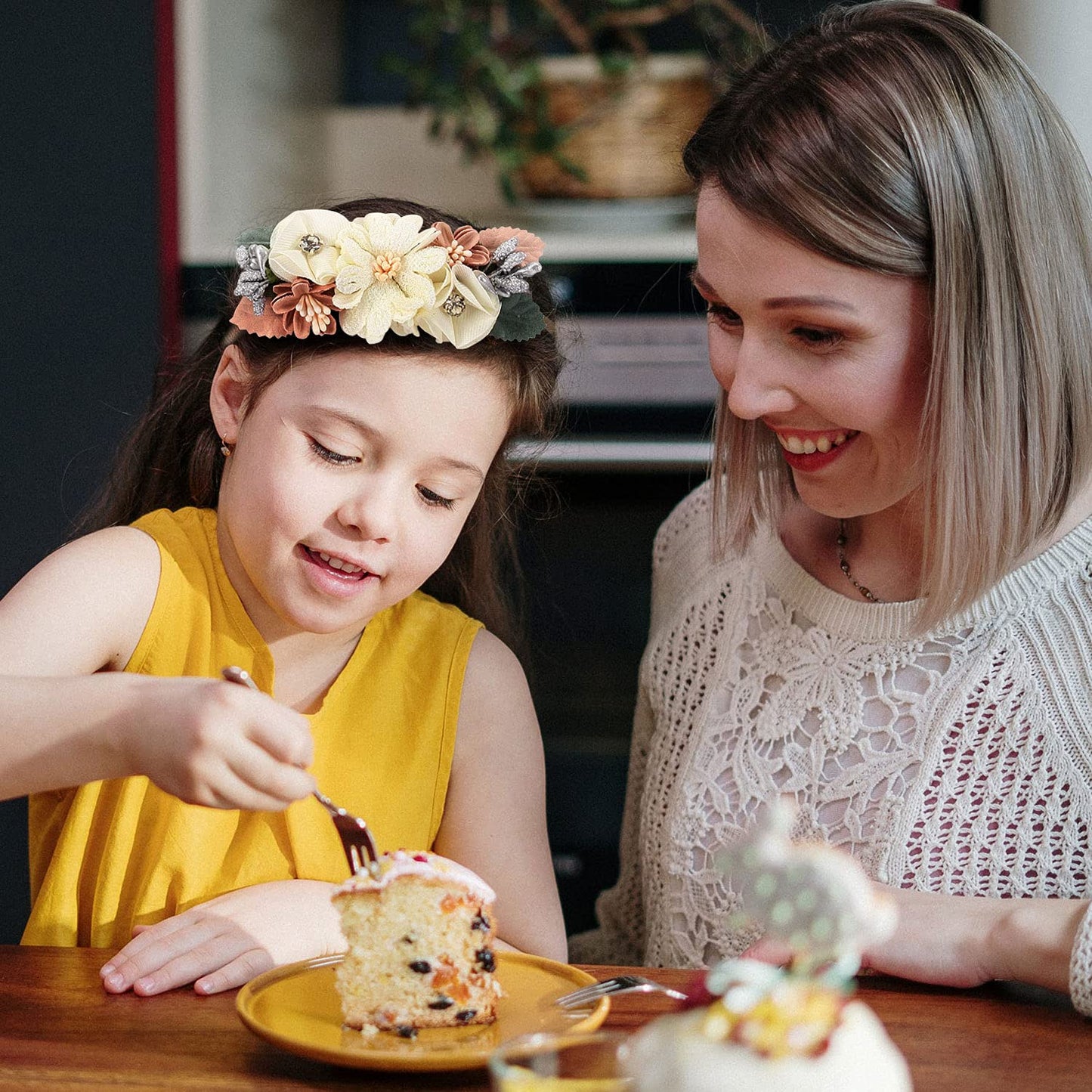 Cinaci 5 Pack White Pink Delicate Rose Flower Nylon Headbands Floral Hair Bows Daisy Flowers Headband Elastic Hair Bands Easter