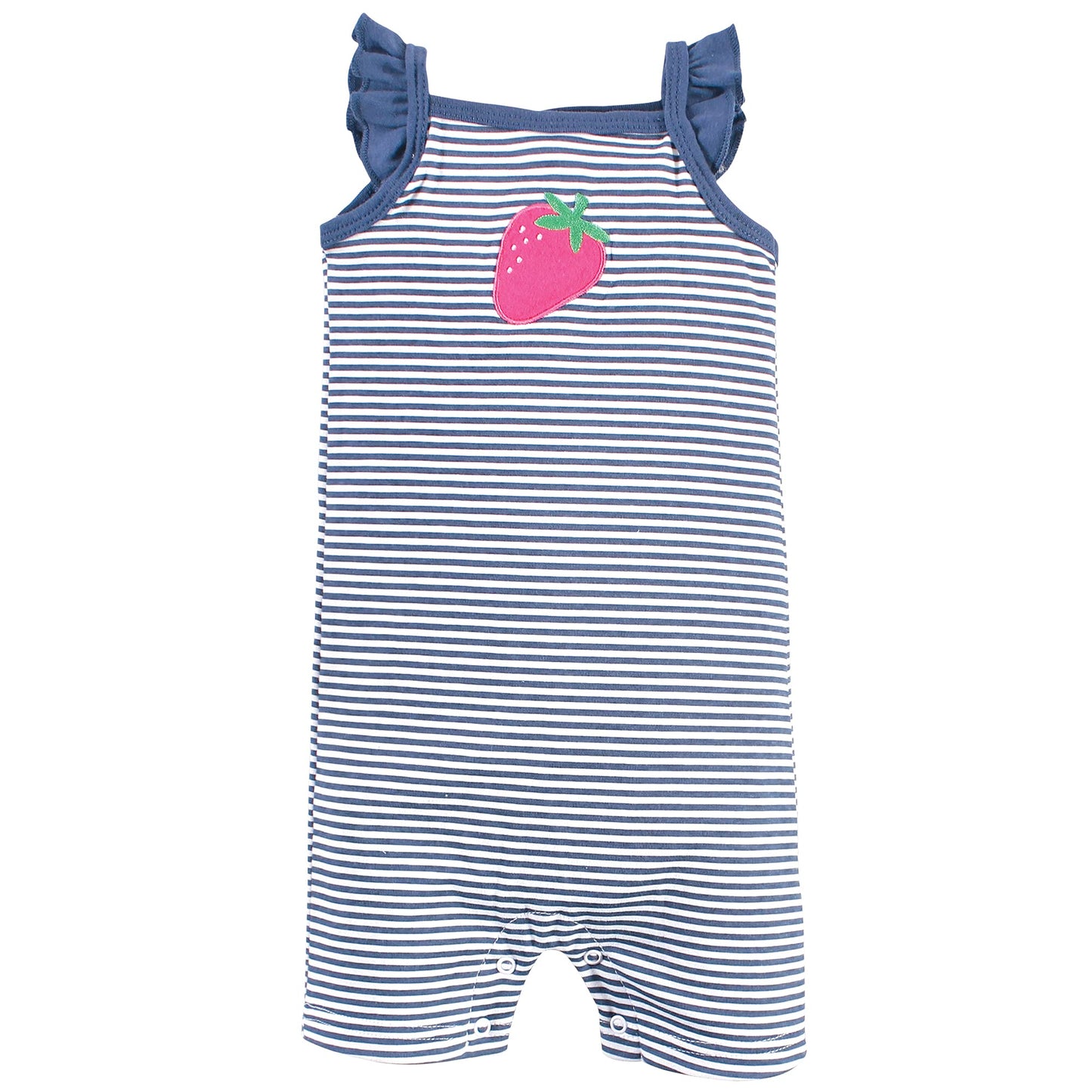Hudson Baby Unisex Baby Cotton Rompers, Pink Strawberry, 9-12 Months
