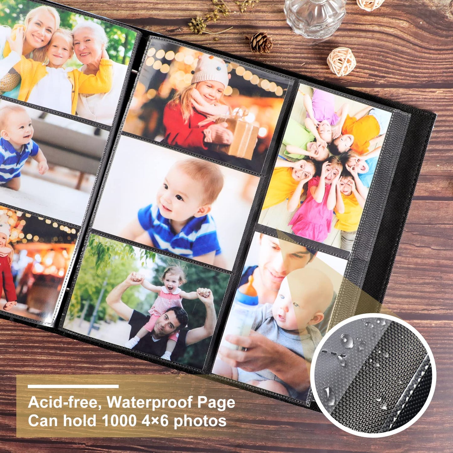 Ywlake Baby Photo Album 4X6 1000 Pocket Pictures, Leather Large Capacity Newborn Shower Girl Bebe Album Holds 1000 Horizontal Ve