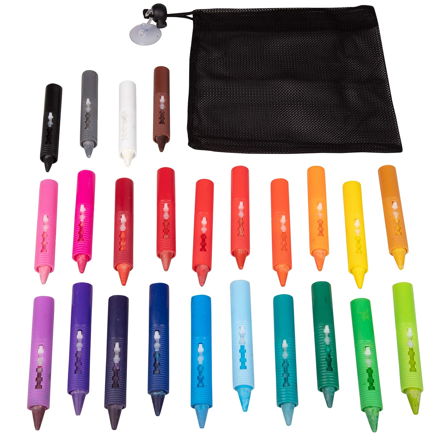 Bath Crayons Super Set - Set of 24 Draw in the Tub Colors with Bathtub Storage Mesh Bag -Non-Toxic, Safe for Children, Wont Dis