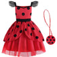 Reliparty Sleeveless Ladybird Dress For Girls With Bag For Kids Dress Up Birthday Halloween Christmas,150