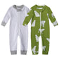 Owlivia Organic Cotton Baby Boy Girl Zip Up Sleep N Play, Footless, Long Sleeve(0-3 Months, Green Cheetah & Stripes)