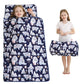 Viviland Toddler Kid Nap Mat for Preschool, Girls Deep Blue Bear Slumber Bag, Daycare Sleeping Bag with Pillow and Blanket, Kind