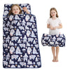 Viviland Toddler Kid Nap Mat for Preschool, Girls Deep Blue Bear Slumber Bag, Daycare Sleeping Bag with Pillow and Blanket, Kind