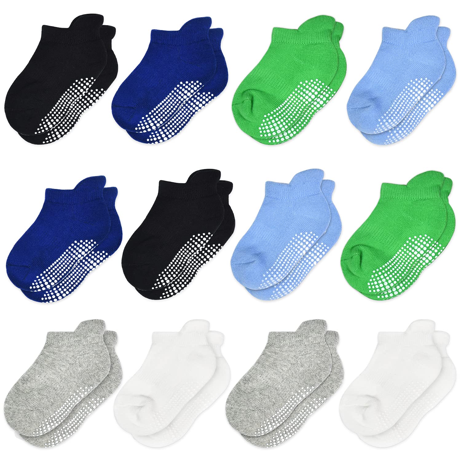 Tphon Non Slip Toddler Socks 12 Pairs Infant Baby Kids Grip Socks For Boy Girls WBCBBB09B74XD8H