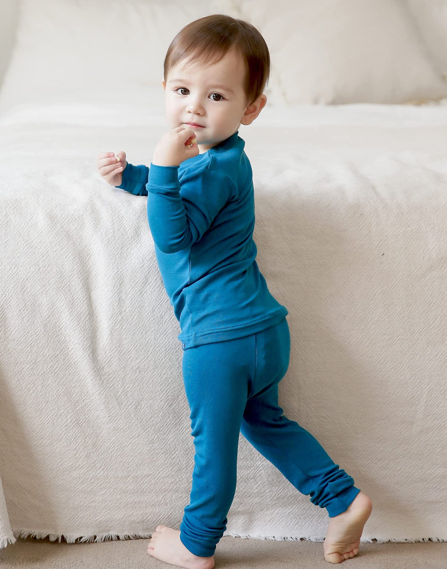 Vaenait Baby Kids Long Sleeve Sleepwear Pajamas 2Pcs Set Modal Peacockblue L