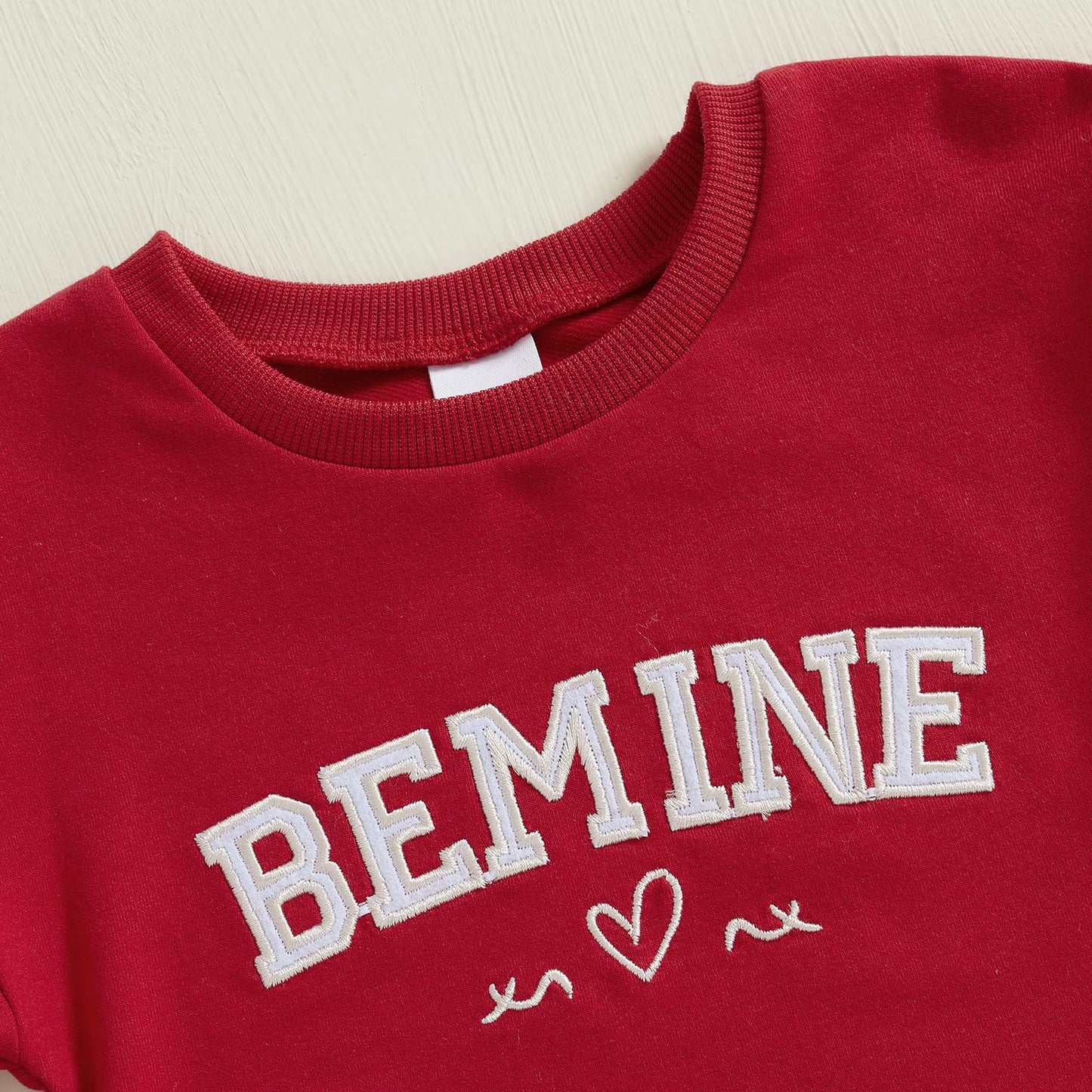 Yingisfitm Infant Valentines Baby Girl Outfit Lantern Sleeve Bubble Romper Newborn Onesie Valentines Day Spring Clothes (Red- Be