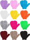 Boao 12 Pairs Toddler Mittens Bulk Kids Winter Knit Gloves pack Childrens Stretch Mittens for Toddler Boys Girls(Black, Khaki, C