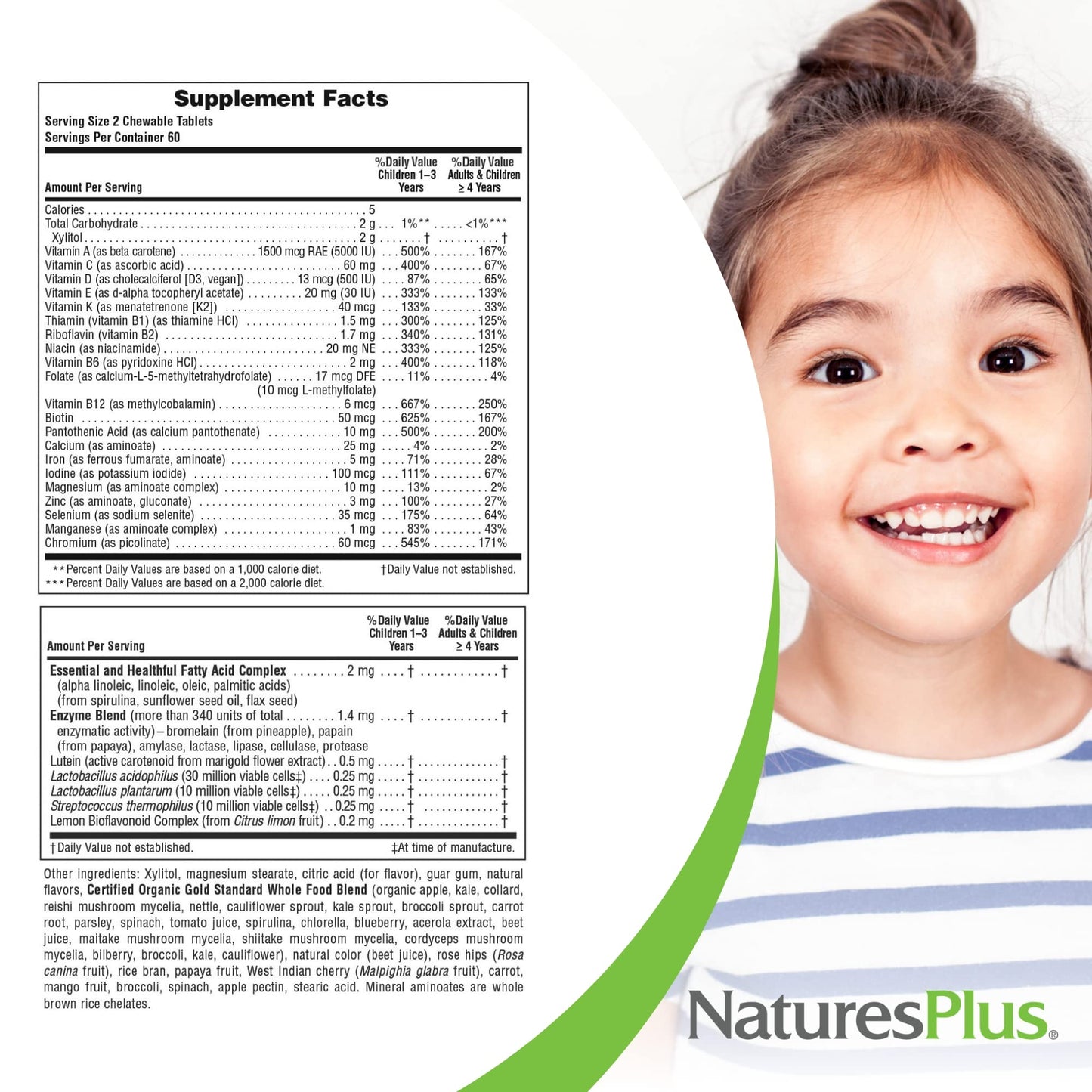 Natures Plus Animal Parade Gold Children'S Chewable Multivitamin - Natural Cherry Flavor - 120 Animal Shaped-Tablets, Pack Of 2