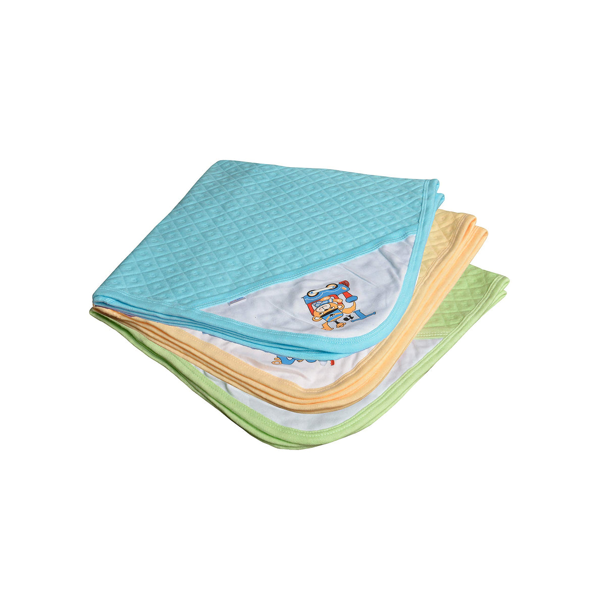 Catcub Ultra Soft Cotton Baby Hooded Towel Combo  Pack Of 3 (Blue Ii Green Ii Cream)