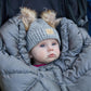 Funky Junque Baby Girl Winter Hat Double Pom Pom Beanie For Infants - Heather Grey