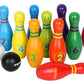 TOWO Wooden Skittles for Children - Wooden Skittle Set with Animal Faces and Numbers - 10 Pin Bowling Set for Kids Garden Toys-