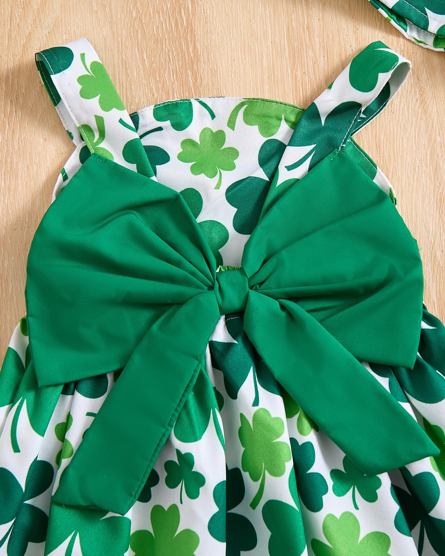 Baby Girl Dress Newborn St Patricks Day Dress Summer Green Shamrock Halter Dresses With Hat Cute Baby Outfit Set Infant Clothes
