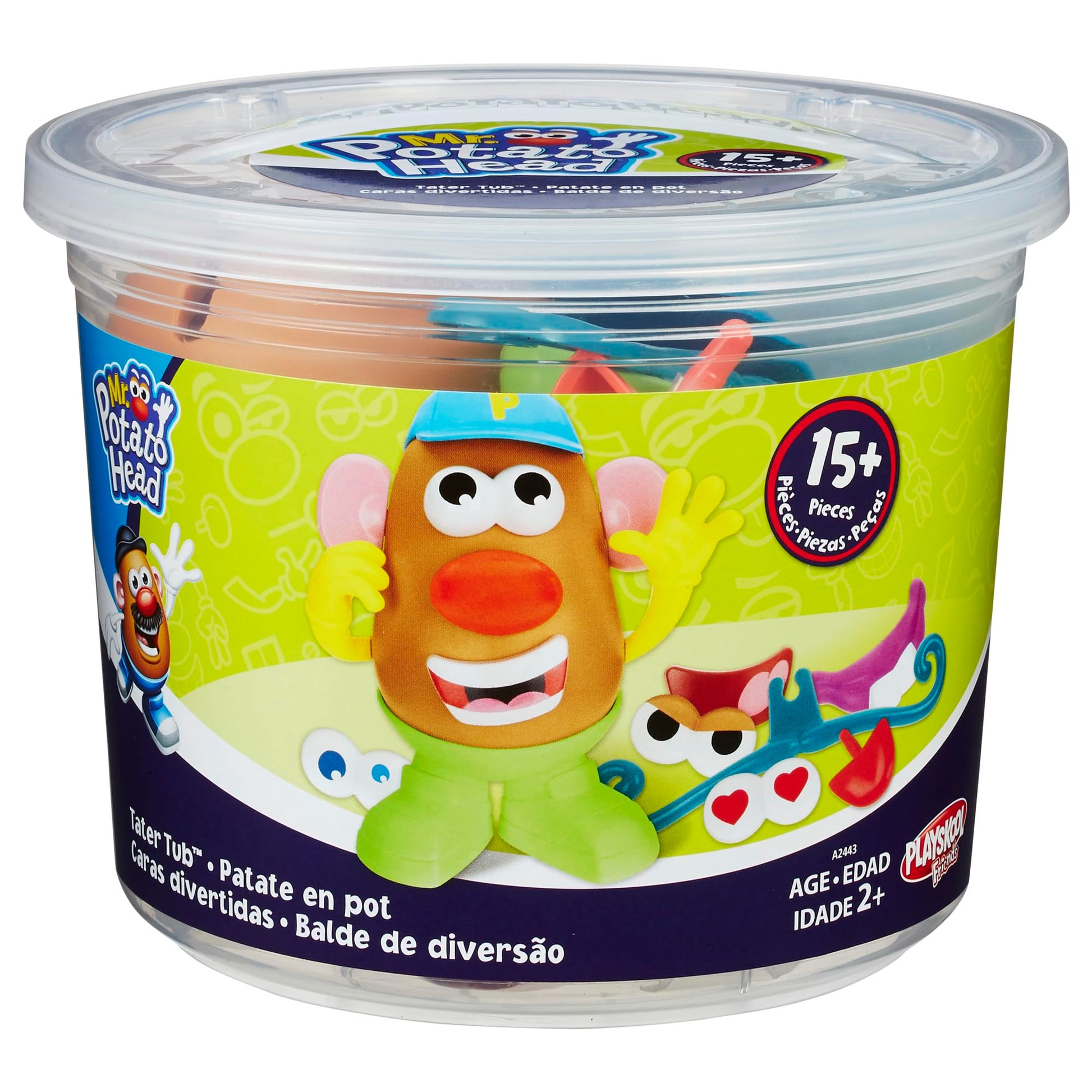 Mr. Potato Head Tater Tub Toy, Potato Head Set for Kids 2 Years and Up, Includes 17 Parts and Pieces, Toddler Toys