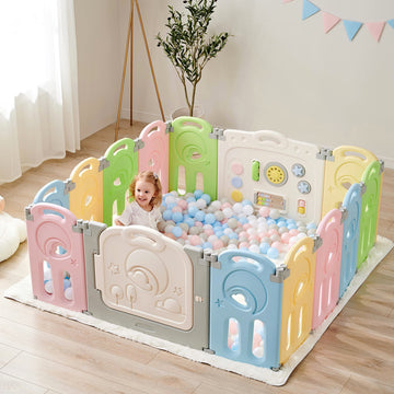 Fortella Cloud Castle Foldable Playpen, Baby Safety Play Yard With Whiteboard And Activity Wall, Indoors Or Outdoors (Multicolor