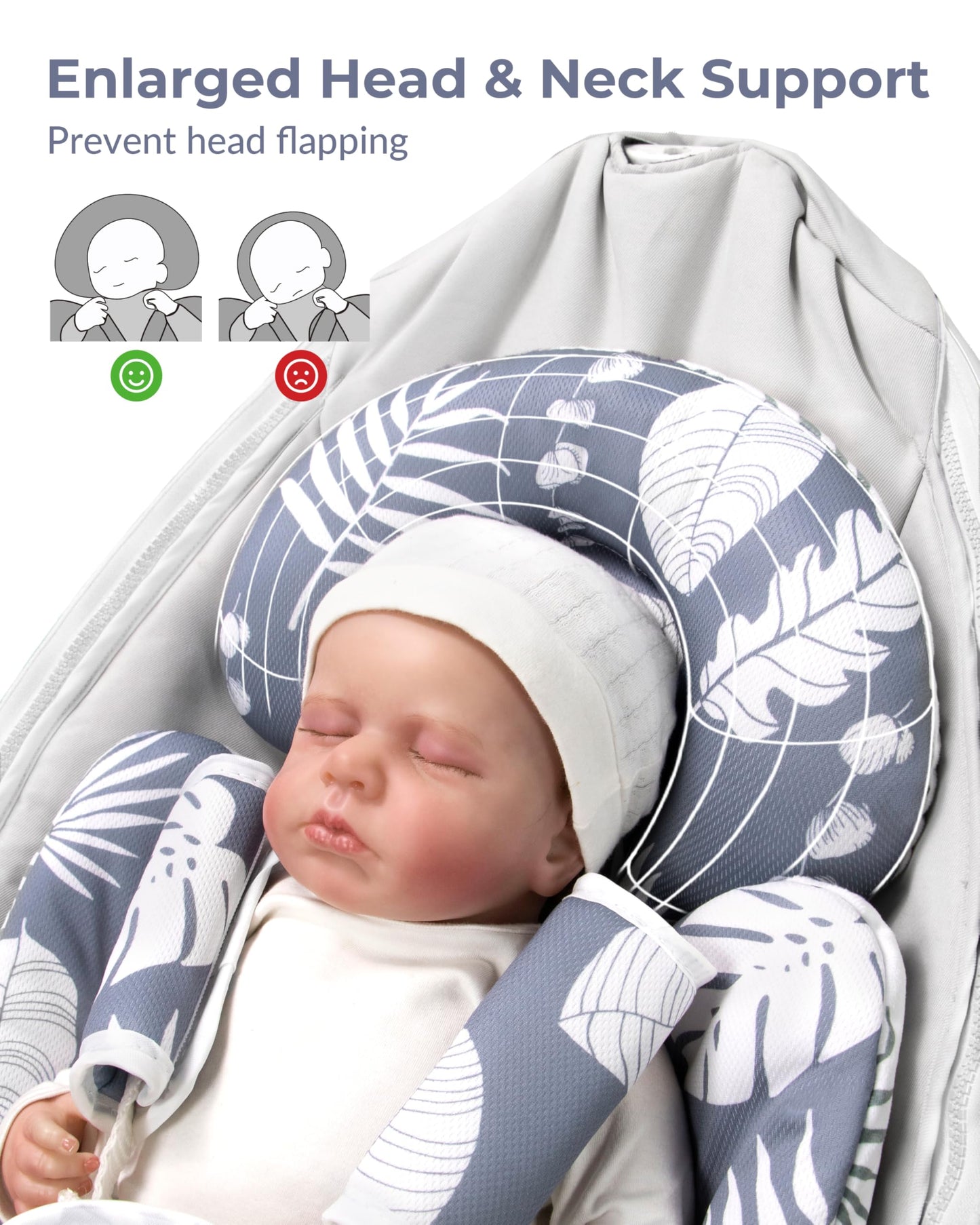 Tinlyfinly Infant Car Seat Insert, Head And Body Support, Reversible Newborn Insert Compatible With Baby Carseat, Stroller, Mama