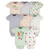 Gerber Baby 8-Pack Short Sleeve Onesies Bodysuits, Happy Veggies, 0-3 Months