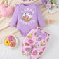 Newborn Baby Girl Clothes Gifts Outfits Spring Fall Winter Long Sleeve Romper And Pant Set Purple Donut 0-3 Months