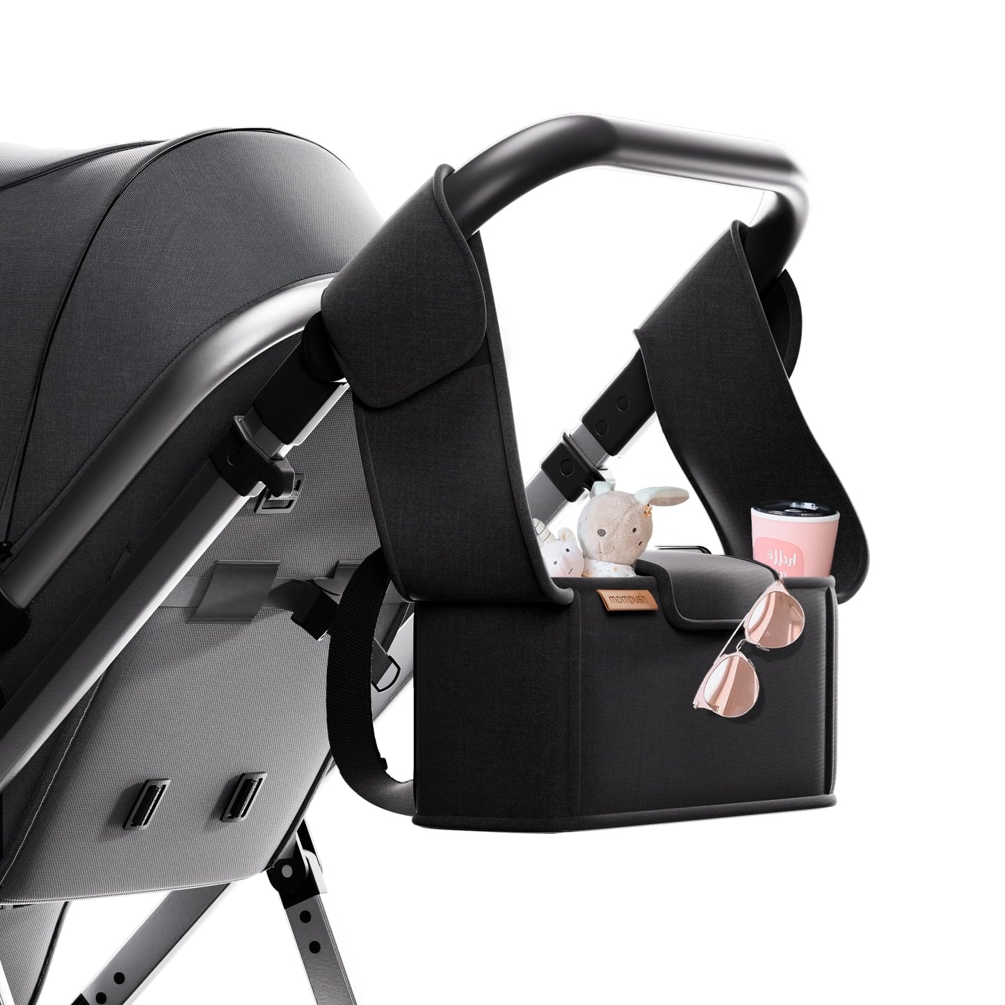 Mompush Stroller Organizer With Shoulder Strap, Large Storage Space And Cup Holder, Stroller Accessories Fits For Popular Stroll