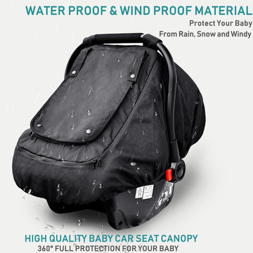 Waterproof Baby Car Seat Cover?Yvmvdv Patented Cold Weather Carseat Cover For Babies,Infant Car Seat Cover Canopy For Boy Girls,