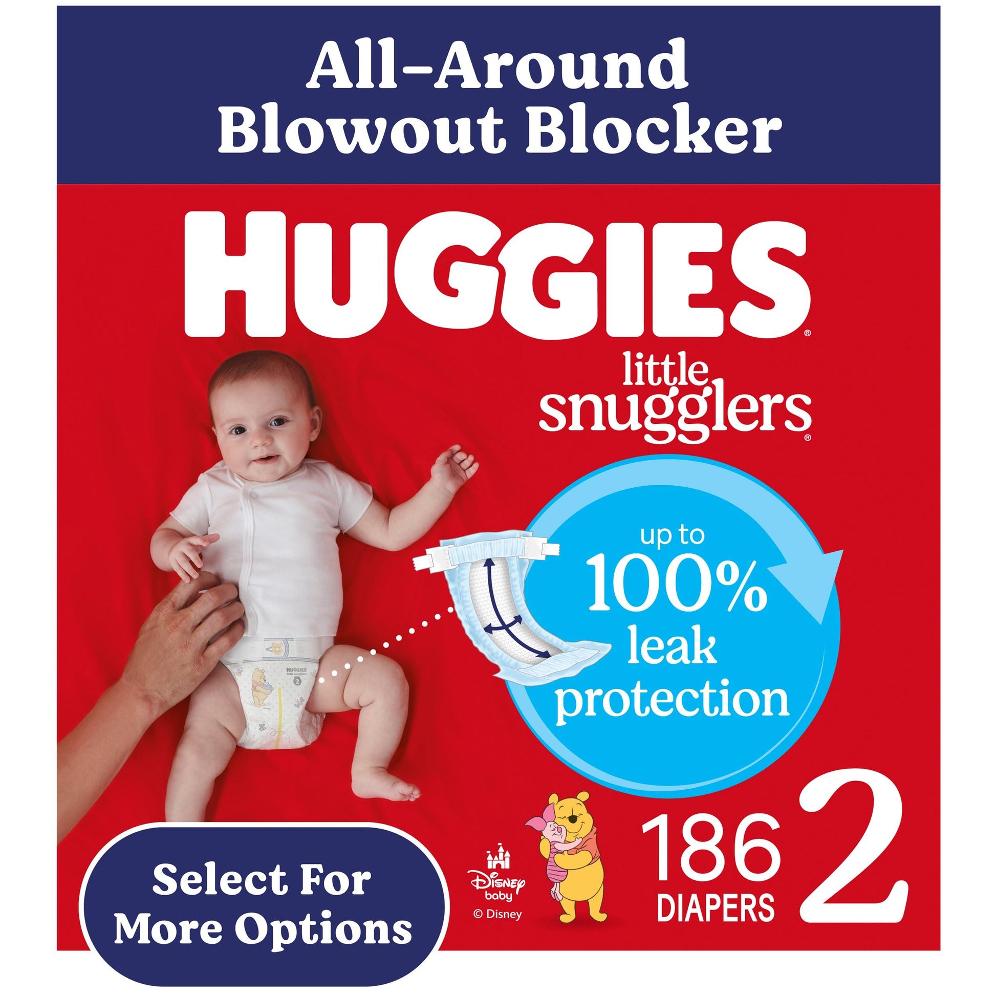 Huggies Size 2 Diapers, Little Snugglers Baby Diapers, Size 2 (12-18 Lbs), 186 Count (3 Packs Of 62), Packaging May Vary