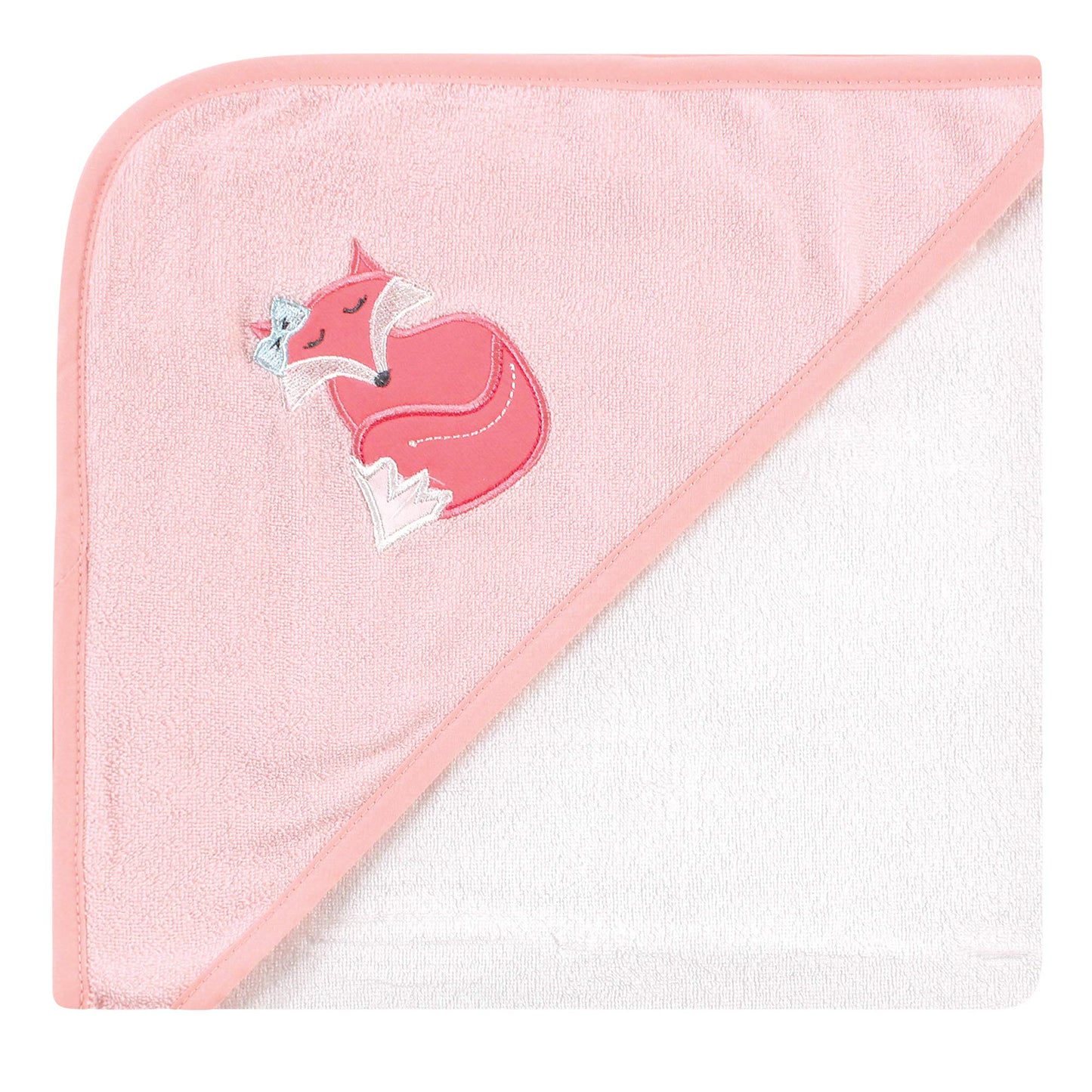 Hudson Baby Unisex Baby Cotton Rich Hooded Towels, Pink Fox, One Size