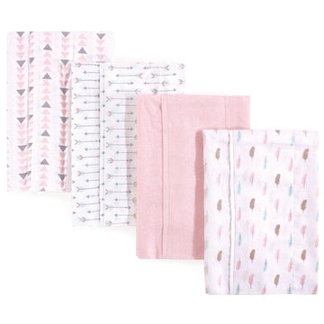 Luvable Friends Unisex Baby Cotton Flannel Burp Cloths, Girl Feathers, One Size
