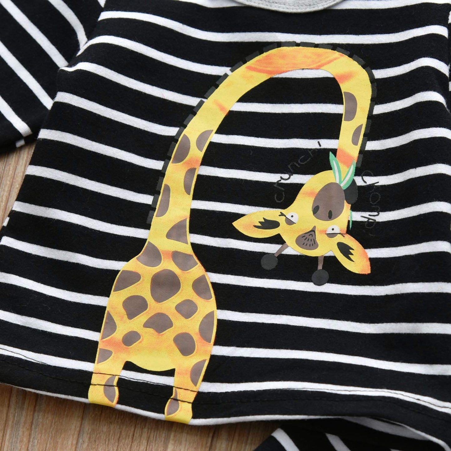 3Pcs Newborn Baby Boy Clothes Giraffe Printed Long Sleeve Stripe T-Shirt Pants And Hat Outfit Set (3-6 Months)