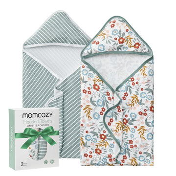 Momcozy Baby Towel With Hooded-2 Pack Soft Bath Towel Set-Shower Gifts Or Bath Essential For Infant, Newborn, Toddler (35 X 35 I
