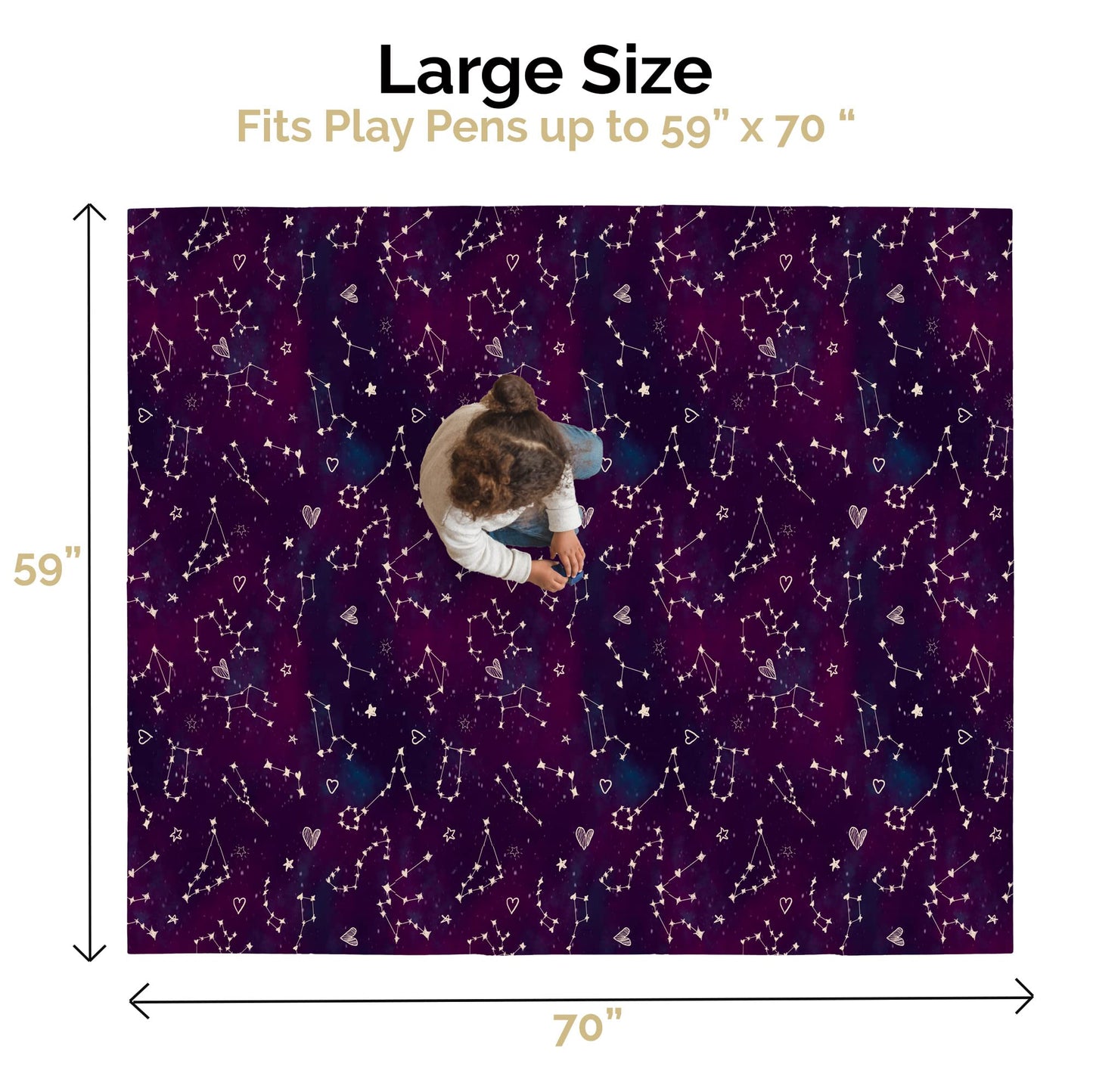 Jumpoff Jo Baby Play Mat - Large Folding Foam Play Mat For Infants, Babies, Toddlers, Waterproof, Double-Sided (70' X 59') - P