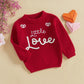 Toddler Girl Boys Valentine'S Day Knit Sweater Long Sleeve O Neck Letter Heart Embroidery Pullover Knitwear (Red, 12-18 Months)
