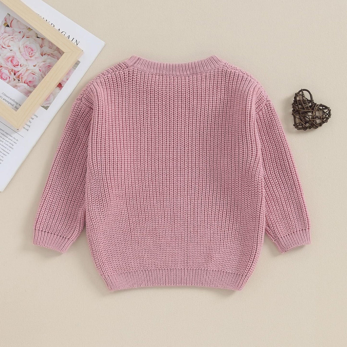 Baby Girl Valentines Day Outfit Love Heart Sweet Long Sleeve Sweater Tshirt Crewneck Tops Fall Winter Clothes (A-Red, 9-12 Month