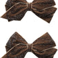 Zoonai 5 Inch Baby Girl Velvet Hair Bows Boutique Hair Clip Teens Toddlers Glitter Sequins Hairpin Headwear - Set Of 2 (Coffee)