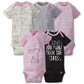 Gerber Baby Girls 5-Pack Short Sleeve Variety Onesies Bodysuits Pink Bunny Love 6-9 Months