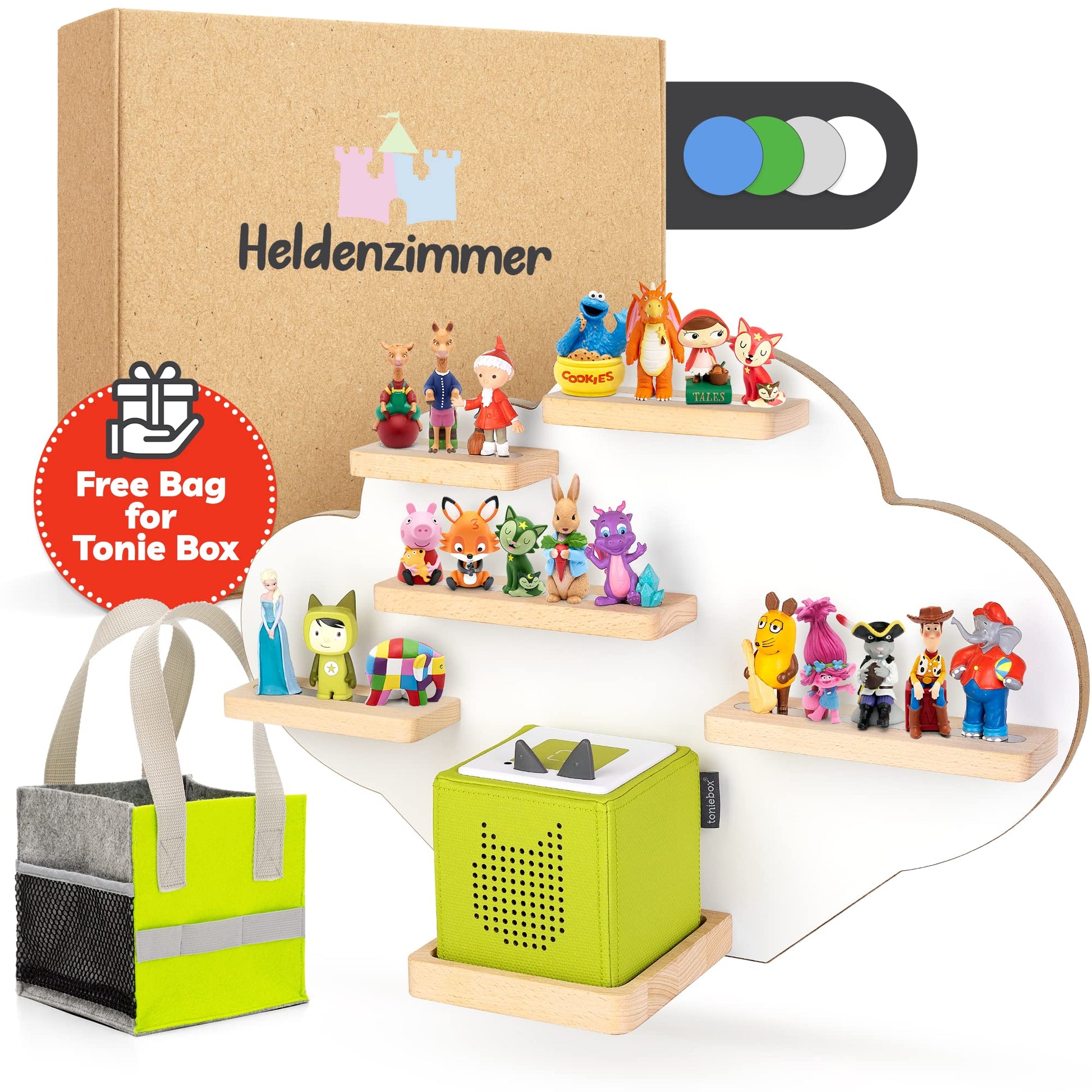 Heldenzimmer - Cloud Tonie Shelf for Tonies and Tonie Box - Tonies Storage for All Your Tonies Box Accessories - Tonie Wall Shel